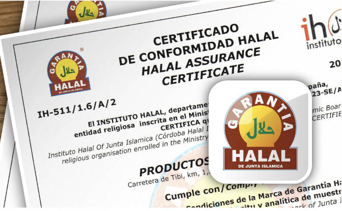 Accreditations from Halal Institute of Spain